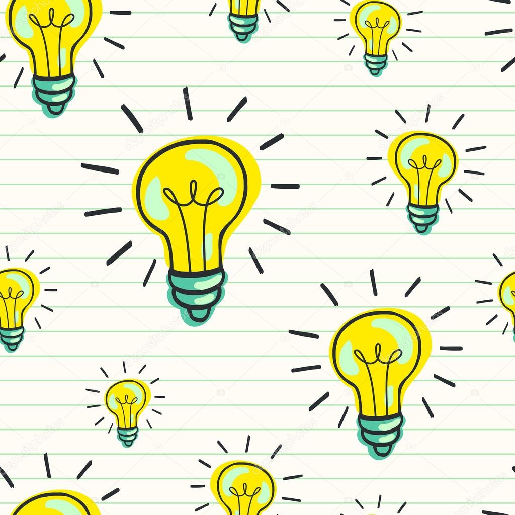 seamless pattern with doodle light bulbs
