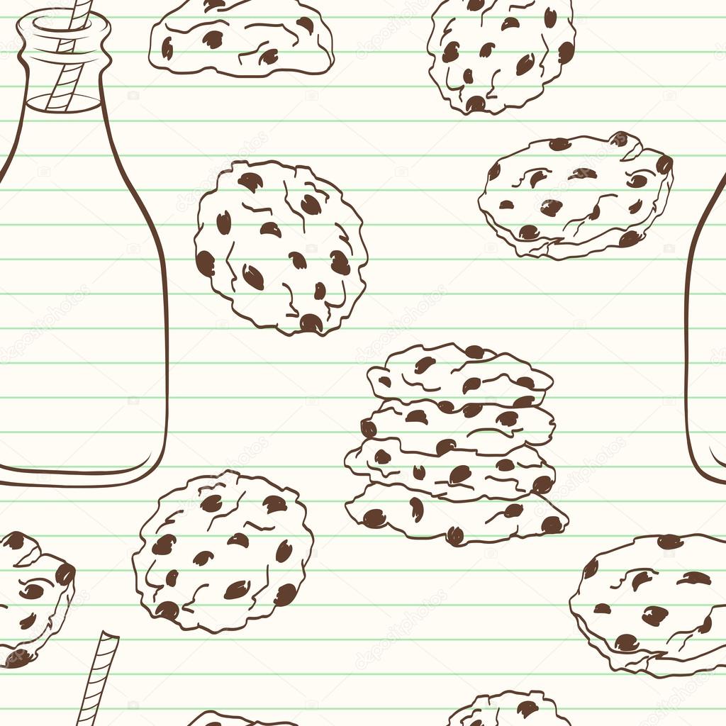 seamless pattern with cookies and milk