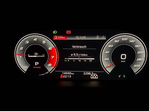 Viersen Germany November 2020 Closeup Illuminated Audi Car Control Display — Stock Photo, Image