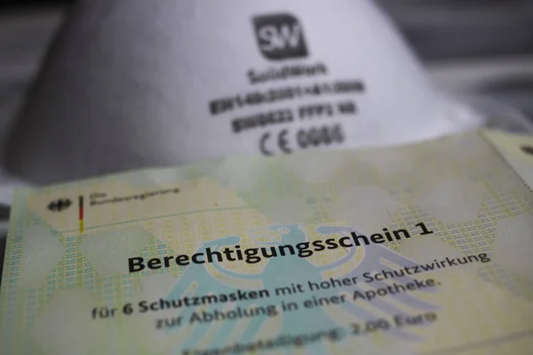 Viersen Niemcy Stycznia 2021 Zbliżenie Certyfikatu Uprawniającego Rząd Niemiecki Berechtigungsschein — Zdjęcie stockowe