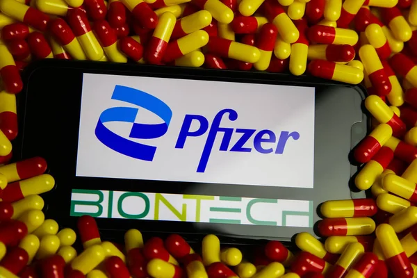 Viersen Almanya Mayıs 2021 Cep Telefonu Ekranının Kapatılması Pfizer Biontech — Stok fotoğraf