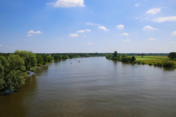 Vista Panorâmica Paisagem Rural Típica Holandesa Com Maas Fluviais Campos — Fotografia de Stock