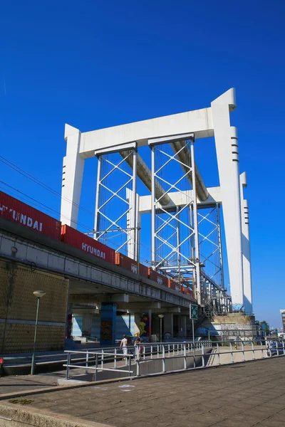 Дордрехт Голландия Июля 2021 Вид Современный Железнодорожный Мост Против Голубого — стоковое фото