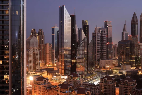 Vacker Utsikt Över Dubai Skymningen Förenade Arabemiraten Stockbild