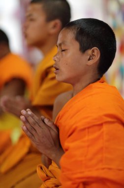 Tanımlanamayan dua eden Budist acemi KDV xieng tanga