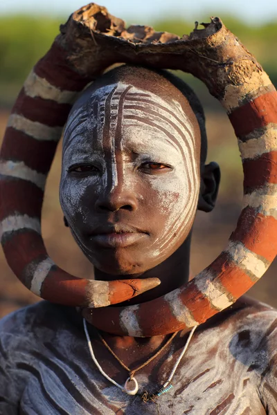 Eine unbekannte mursi-Frau — Stockfoto