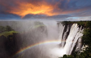 Victoria Falls with rainbow clipart