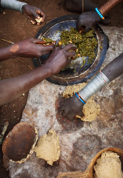 Daily authentic Suri life in Anjo village — Stock Photo, Image