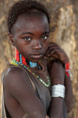 Shy Hamer girl in Lower Omo Valley, Ethiopia clipart