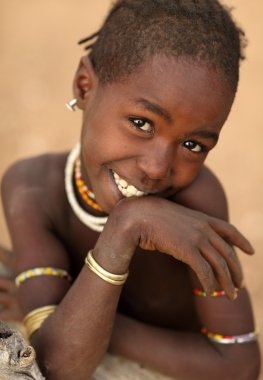 Shy Hamer girl in Lower Omo Valley, Ethiopia clipart