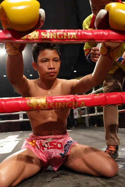 Muay Lao kick boxing fight in Laos — Stock Photo, Image