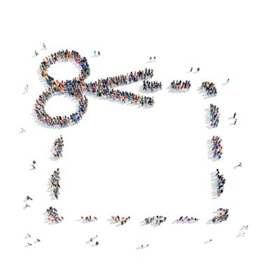 İnsanlar şekil kare makas