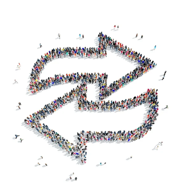Grupo pessoas forma ícone de seta — Fotografia de Stock