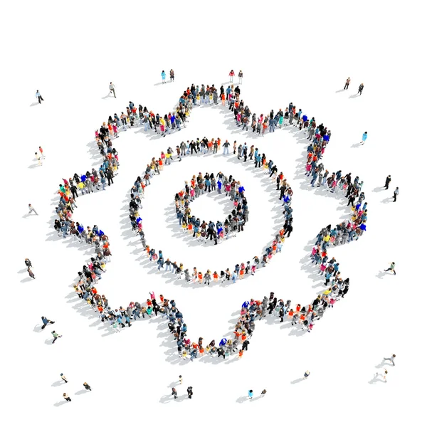 People  shape  cog gear  icon — Stock Photo, Image