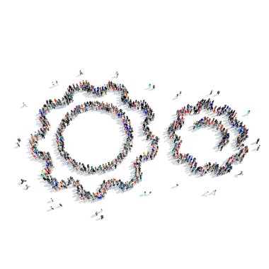 insanlar şekli dişli simgesini