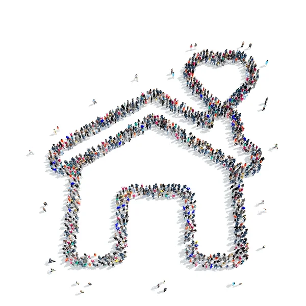 People  house   heart icon — Stock Photo, Image