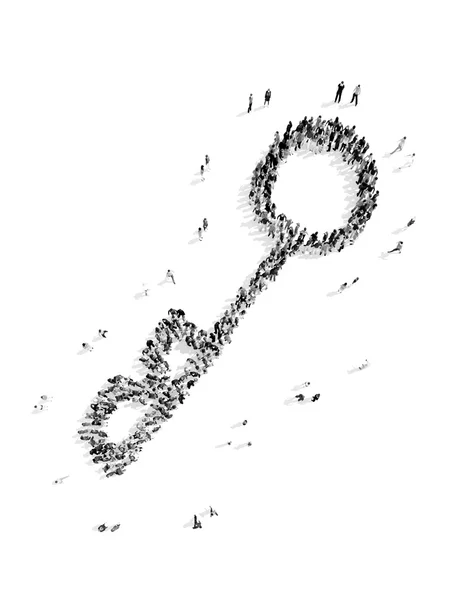 Mensen in de vorm van een sleutel. — Stockfoto