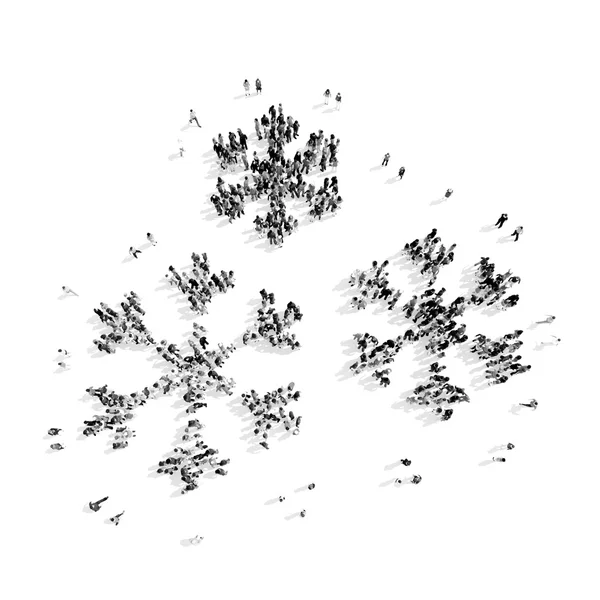 People in the shape of snowflakes. — Stock Photo, Image