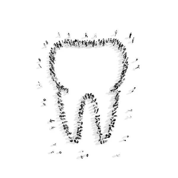 Personas en la forma de un diente, odontología . —  Fotos de Stock