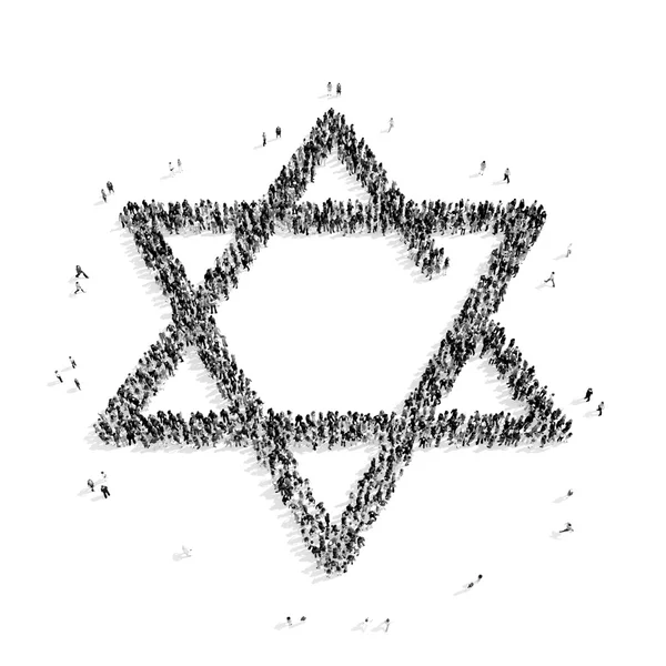 Люди в форме еврейской звезды, религии — стоковое фото