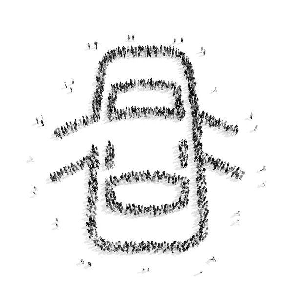 그룹 사람들이 모양 자동차 — 스톡 사진