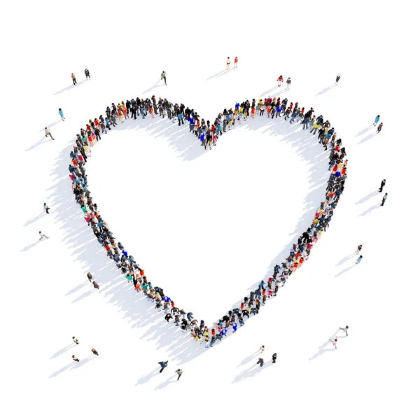 Az emberek szív alakú szerető 3d — Stock Fotó