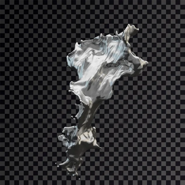 Splash silver 3d transparent — Stock Photo, Image