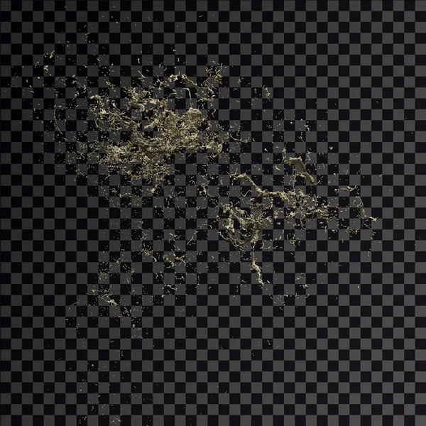 飞溅黄金 3d 透明背景 — 图库照片