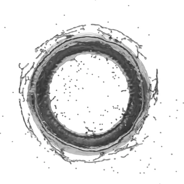 银飞溅径向 3d 渲染 — 图库照片