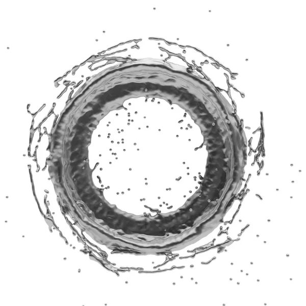 银飞溅径向 3d 渲染 — 图库照片