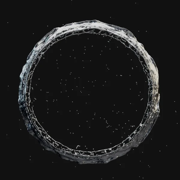 銀スプラッシュ放射状の 3 d レンダリング — ストック写真