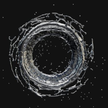 Gümüş splash Radyal 3d render