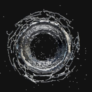 Gümüş splash Radyal 3d render