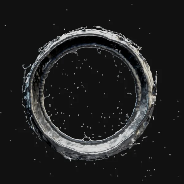 銀スプラッシュ放射状の 3 d レンダリング — ストック写真