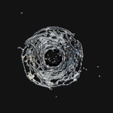 Gümüş splash Radyal 3d render