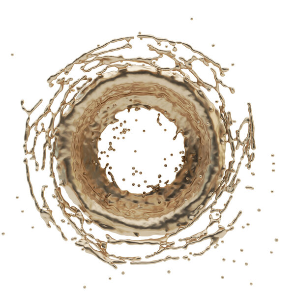 golden splash radial 3d rendering