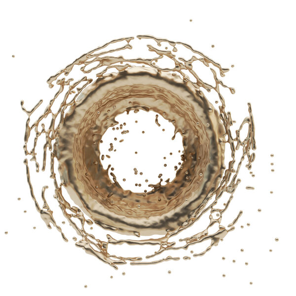golden splash radial 3d rendering