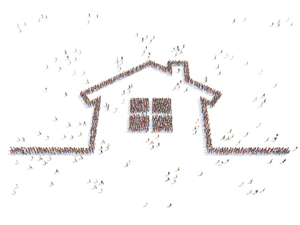 Illustratie van een huis met mensen — Stockfoto