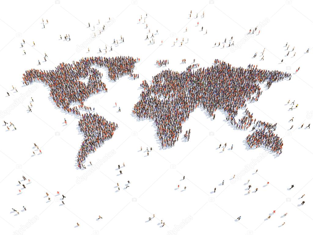 World map with people