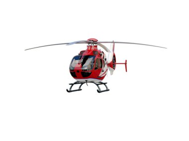 Beyaz zemin üzerine kırmızı helikopter