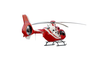 Beyaz zemin üzerine kırmızı helikopter