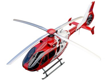Beyaz zemin üzerine kırmızı helikopter