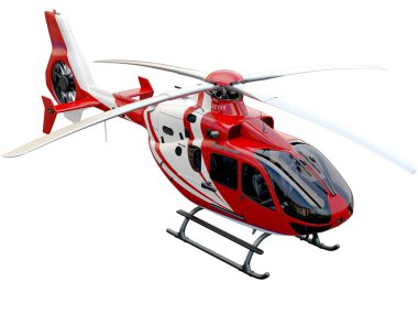 Beyaz zemin üzerine kırmızı helikopter