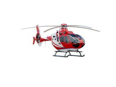 Beyaz zemin üzerine kırmızı helikopter