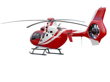 Beyaz zemin üzerine kırmızı helikopter