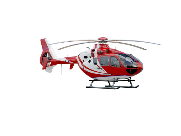 Röd helikopter på vit bakgrund — Stockfoto