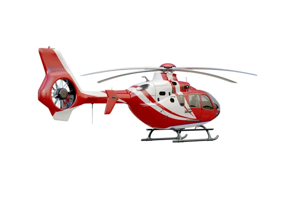 Červený vrtulník na bílém pozadí — Stock fotografie