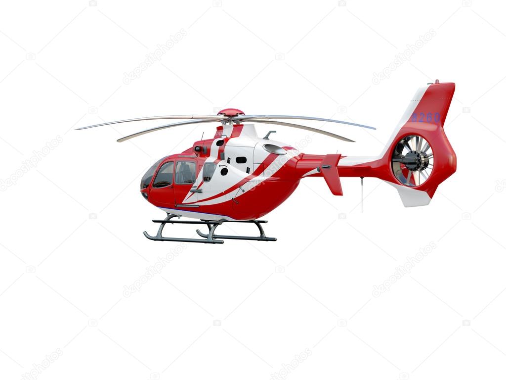 Red helicopter on white background