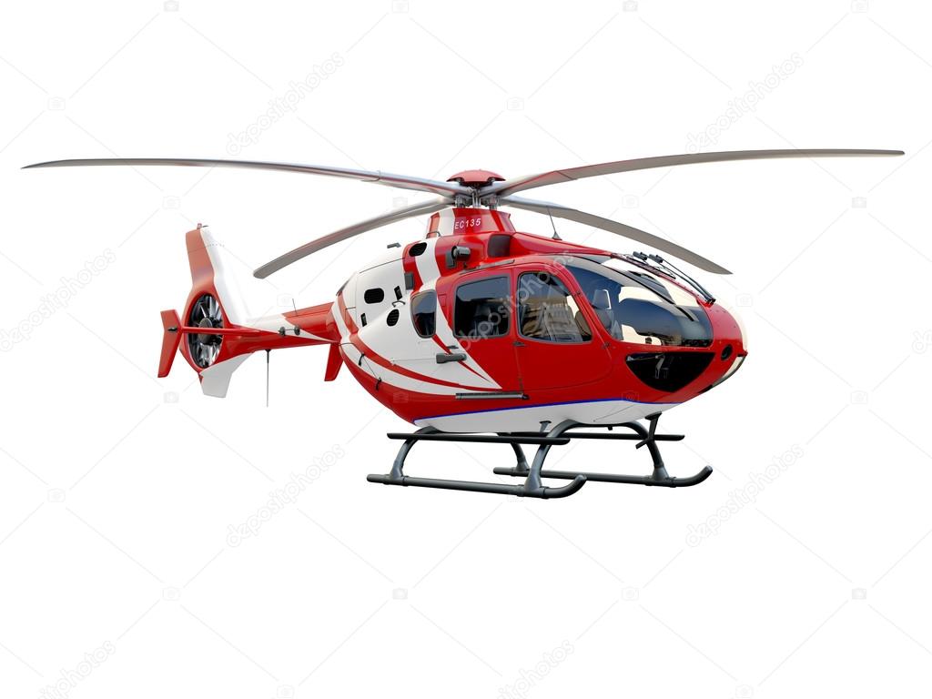 Red helicopter on white background