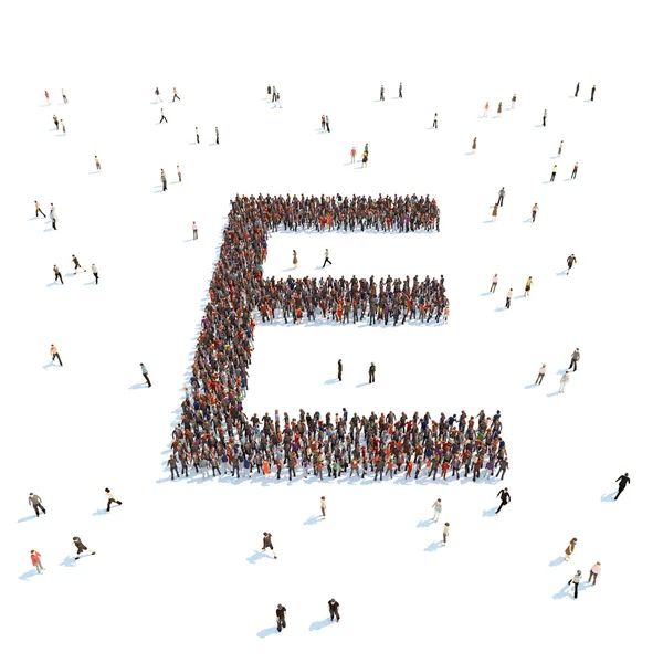 Illustration of letter with people,isolated — Stock Photo, Image